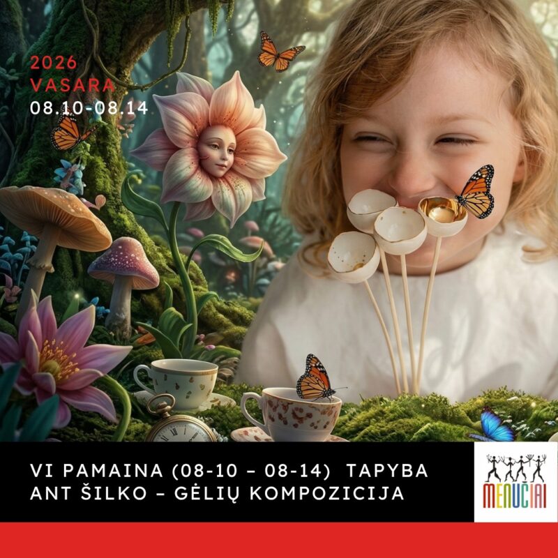 VI pamaina TAPYBA ANT ŠILKO – GĖLIŲ KOMPOZICIJA